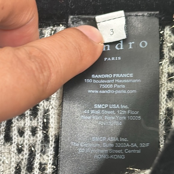 Sandro ivory black Jazz metallic jacquard knit mini skirt size 3/L - Picture 10 of 11